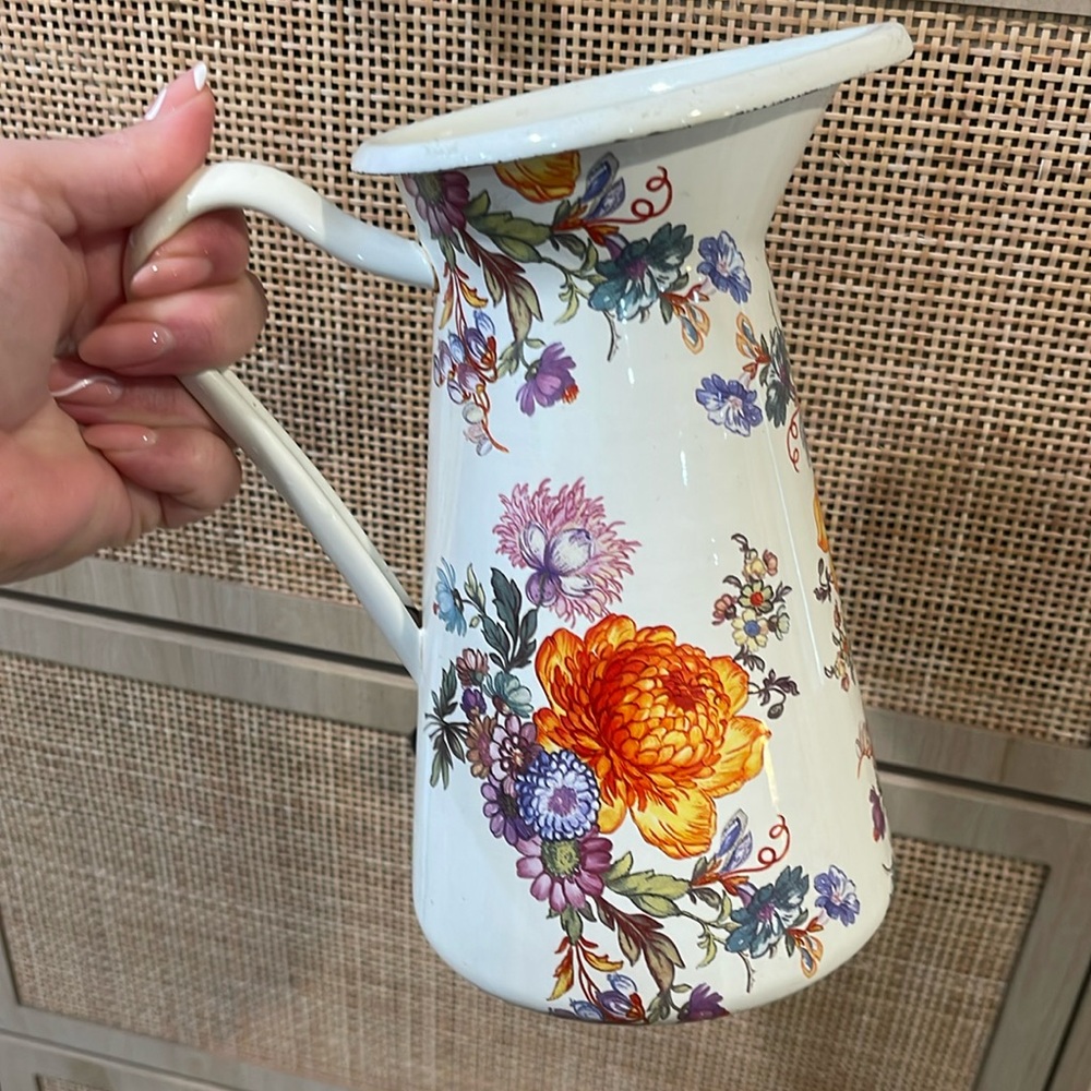 Mackenzie Childs gently used flower market pitcher enamel